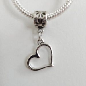 “Heart” Silver Plated Dangling Charm Bead For European Style Charm Bracelets